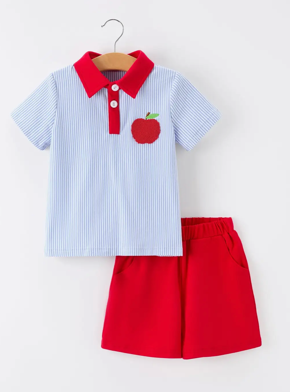 Blue and Red Apple Short Set